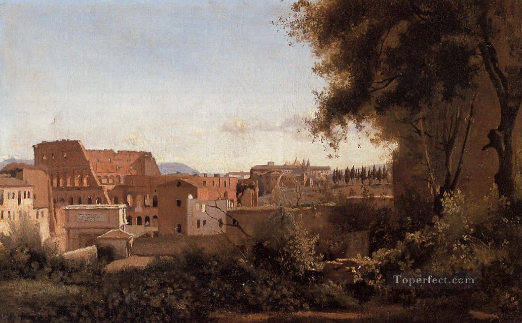 Rome View from the Farnese Gardens Noon aka Study of the Coliseum plein air Romanticism Jean Baptiste Camille Corot Oil Paintings